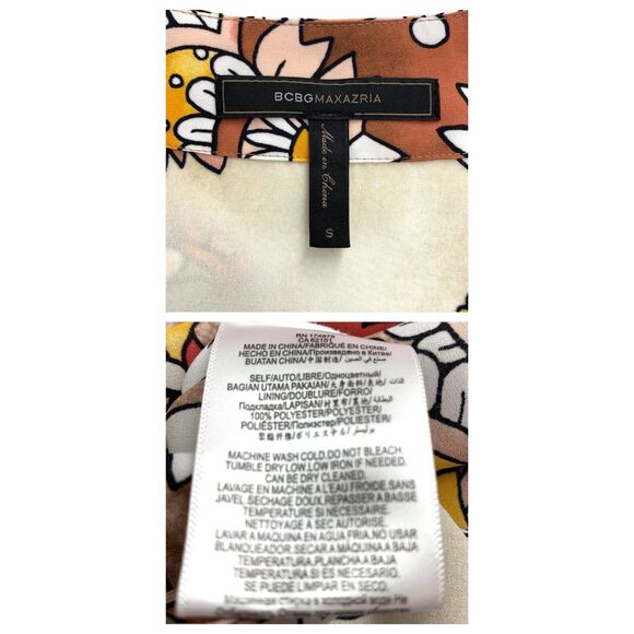 BCBG Maxazria Dress Dusty Rio Paisley Wrap 2 piece Beige Red Brown S - Picture 11 of 11